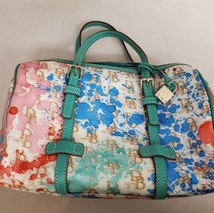 Rare Dooney & Bourke Paint Splatter barrel satchel bag